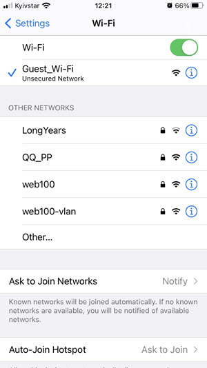 Перегляд доступної мережі Wi-Fi